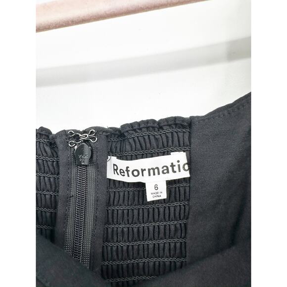 Reformation Jeune Black Tiered Square Neck Cap Sleeve Mini Dress Size 6 - Picture 5 of 6